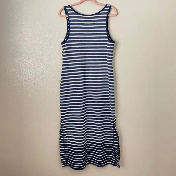 Tommy Bahama Dress Womens Medium Blue White Midi French Terry Striped Tank Beach - Picture 6 of 11